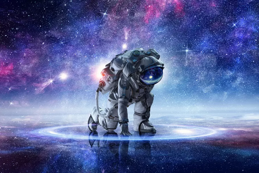 星を背景にした宇宙飛行士