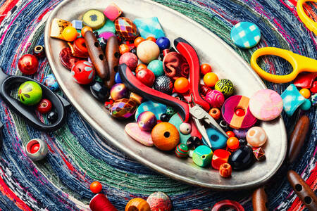 Various beads on a plate