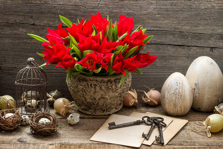 Tulips in a flowerpot