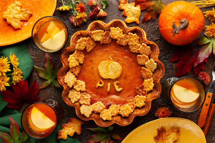 Pumpkin pie on the table