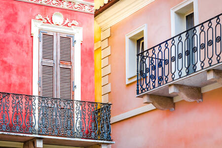 Colorful walls and balconies