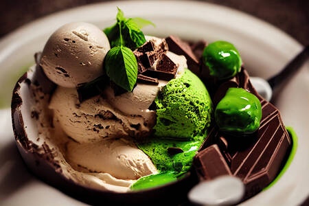 Čokoládová a mátová zmrzlina