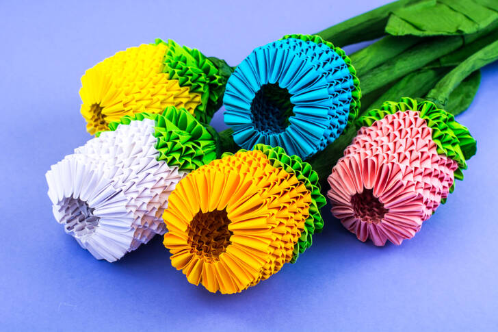 Buquê de flores de origami