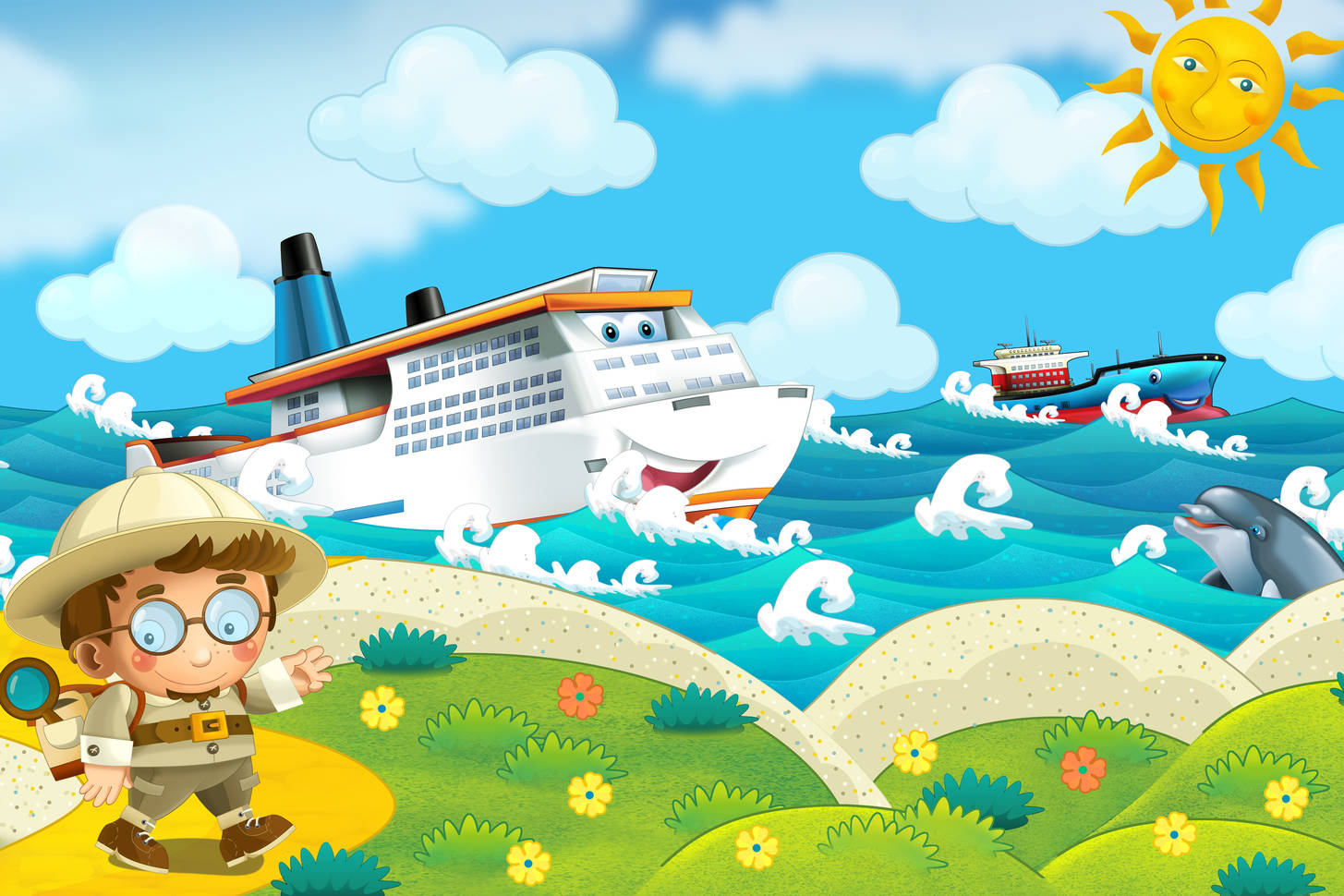 Traveler on the beach Jigsaw Puzzle (For children, Cartoon ...