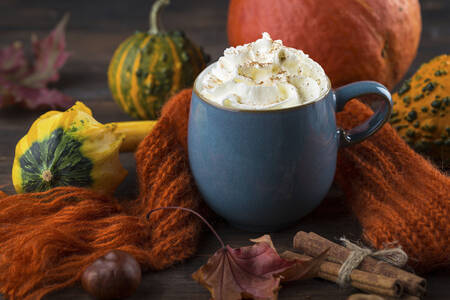 Pumpkin latte with whipped cream
