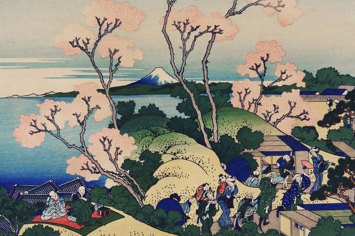 Katsushika Hokusai: "Dealul Goten Yama, Shinagawa pe Tokaido"