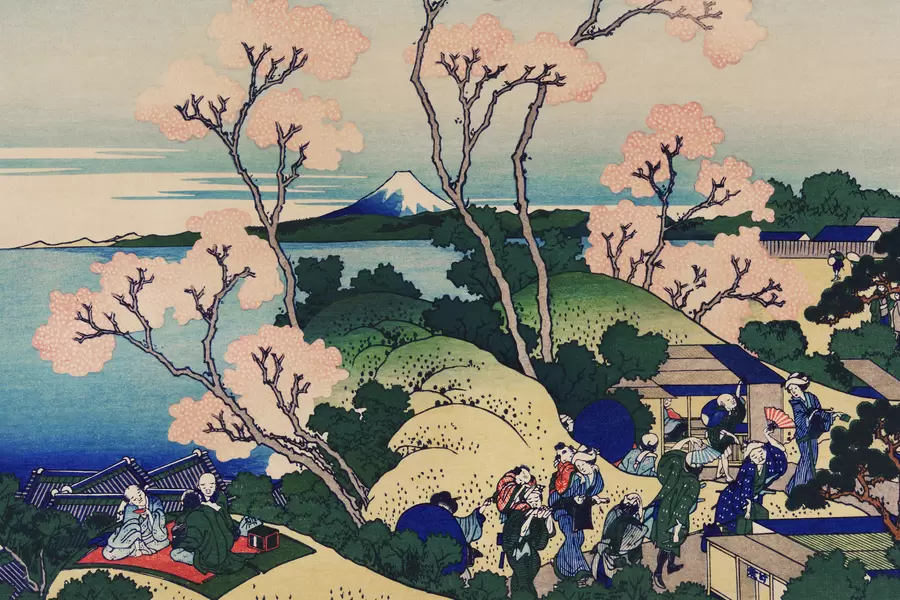 Katsushika Hokusai: "Goten Yama -kukkula, Shinagawa Tokaidolla"