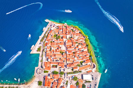 Aerial view of the town of Korcula