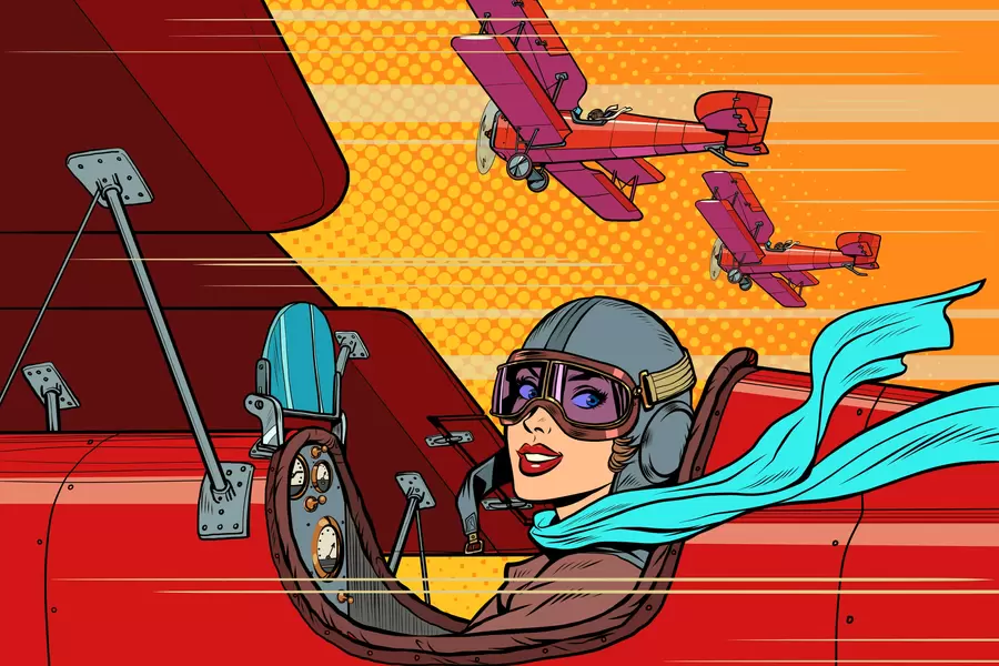 Piloto de mujer pop art
