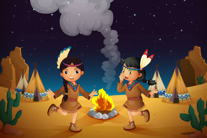 Pequeños indios junto al fuego Rompecabezas (Para niños, Ilustraciones de  dibujos animados) | Puzzle Garage