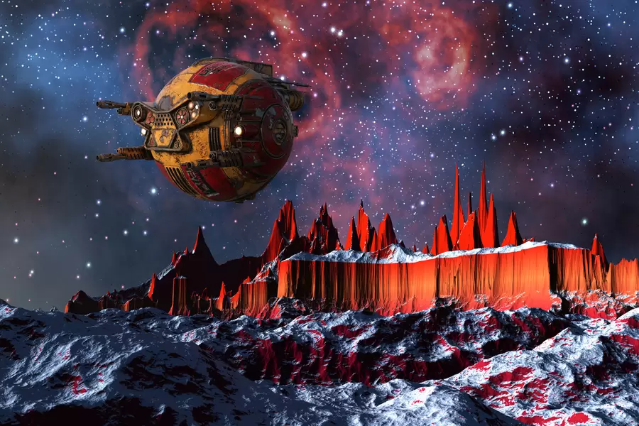 Vaisseau spatial sur une autre planète