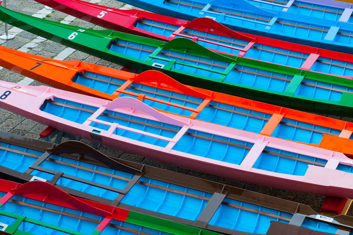 Colorful gondolas in Venice