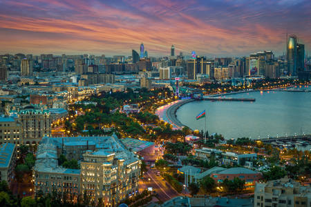 View of evening Baku