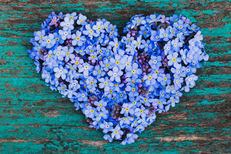 Forget-me-nots on wooden background