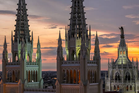 Cathedral towers at sunset
