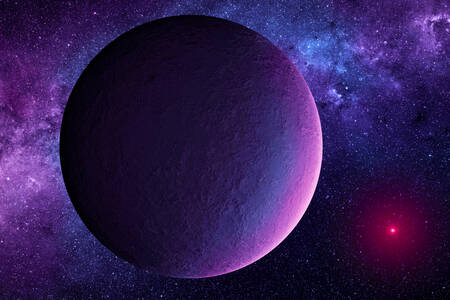 Purple planet in space