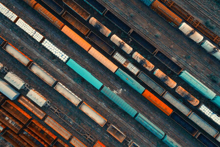Top view of freight trains