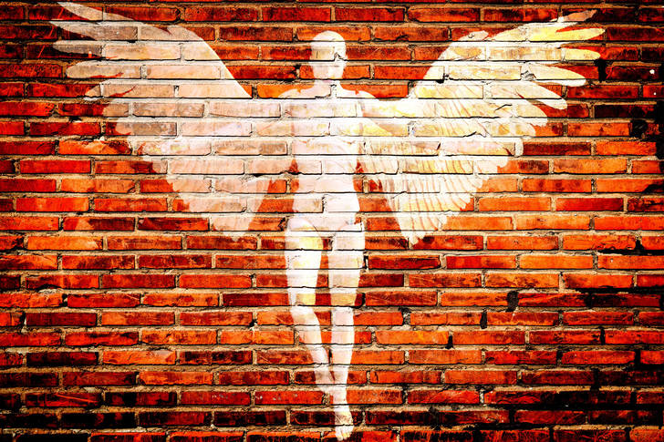 Drawing of an angel on the wall