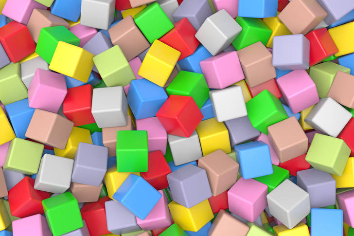 3D-abstractie: gekleurde blokjes