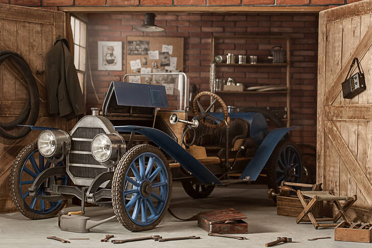 Old car in the garage