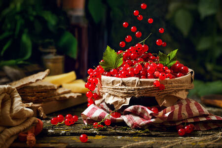 Groseilles rouges dans un bol