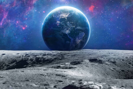 View from the Moon to the Earth