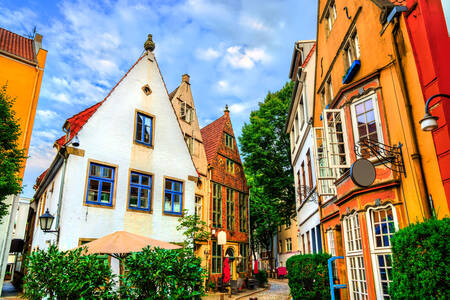 Tradisjonelle fargerike hus i Bremen
