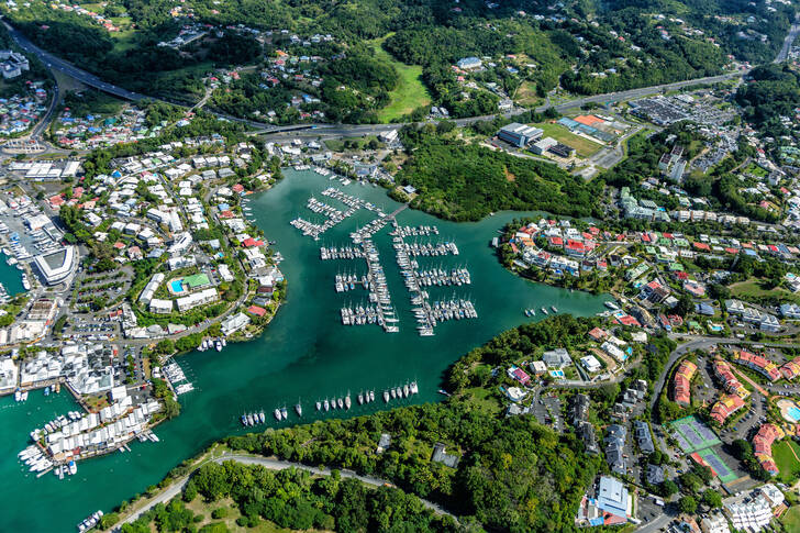View from above of the Pointe-à-Pitre marina