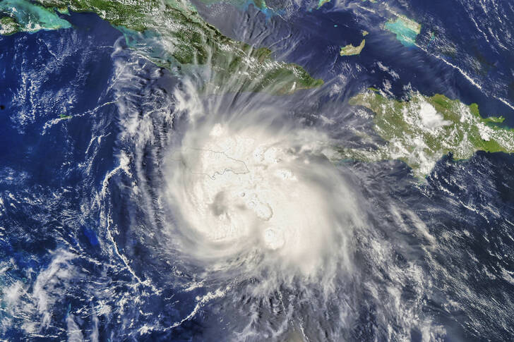 Vista aerea di un uragano