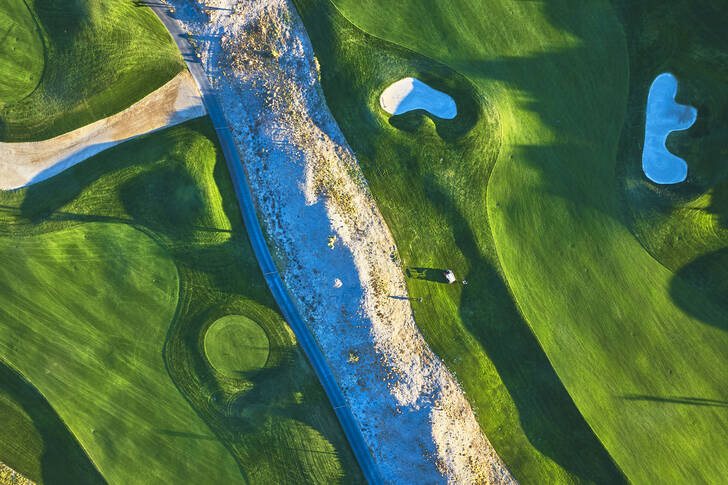 Golf course with holes