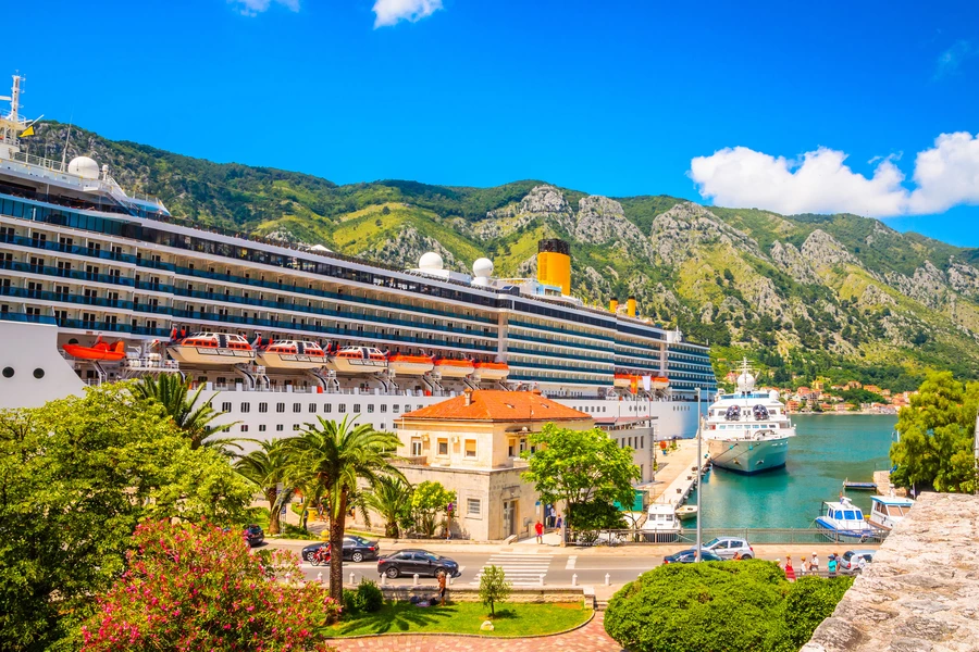 Cruiseschip in de stad Kotor