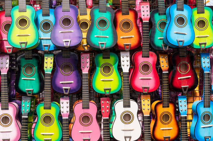 Multicolored guitars