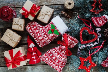 Gifts with Christmas pattern