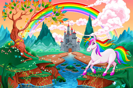 Unicorno e arcobaleno