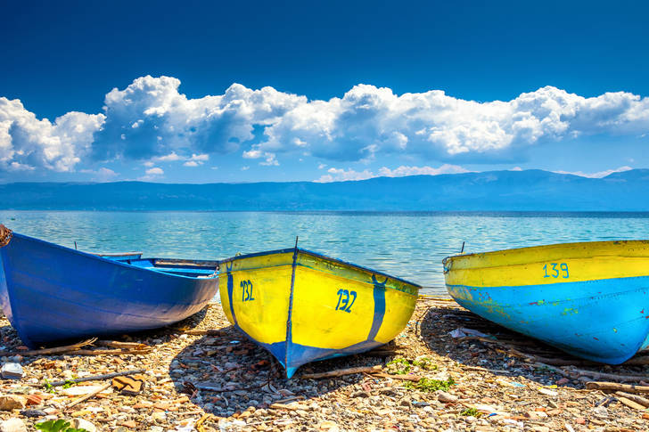 Boats on the beach of Lake Ohrid