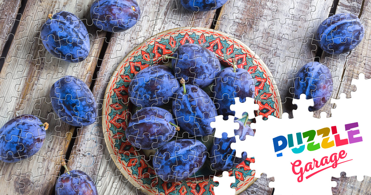 Ripe plums on the table Jigsaw Puzzle (Plants, Fruits) Puzzle Garage