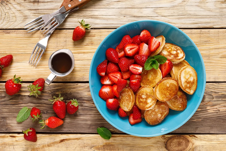 Pannenkoeken met aardbeien