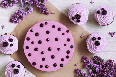 Berry cupcakes and mousse cake