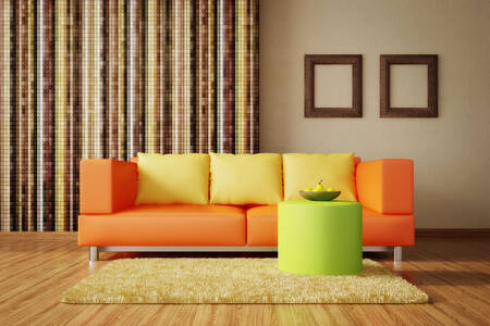 Room with a bright sofa