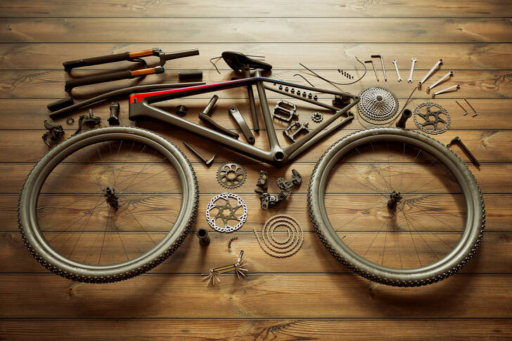 Disassembled bike