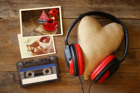 Headphones and fabric heart