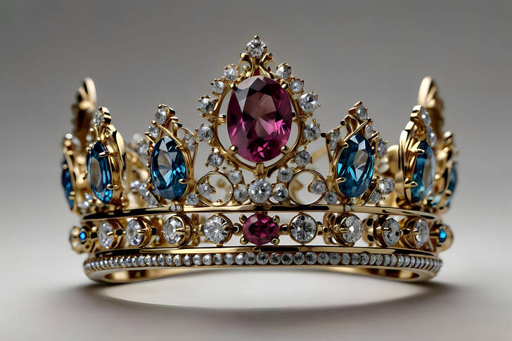 A crown with diamonds and sapphires