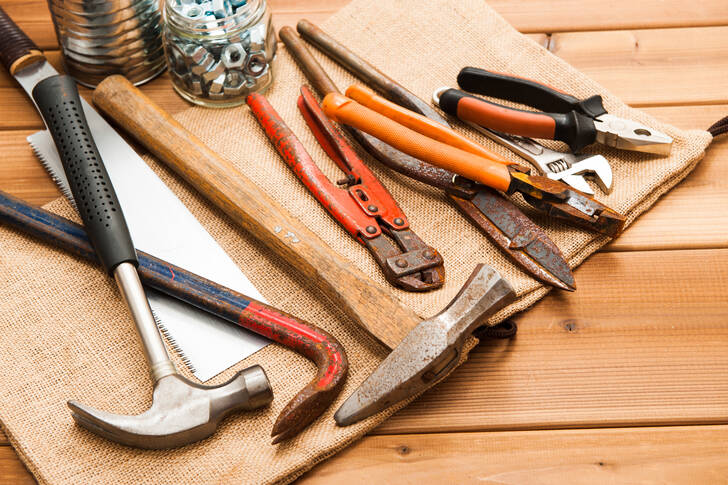 Tools on burlap