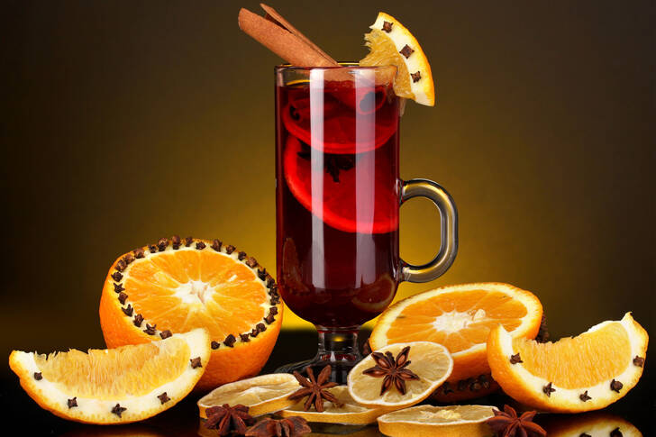 Mulled wine in a glass