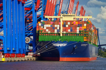 Container ship in the port