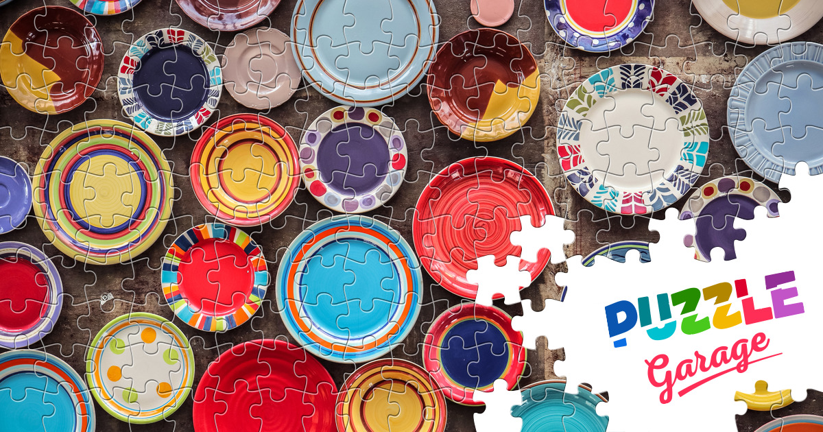 Colorful ceramic plates Jigsaw Puzzle (Home, Needlework) Puzzle Garage