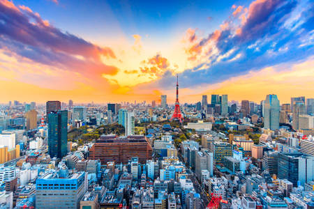 Tokio o zachodzie słońca