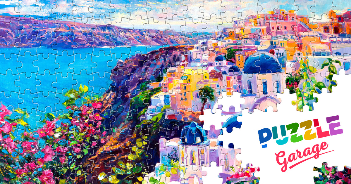 Santorini island Jigsaw Puzzle (Art, Painting) | Puzzle Garage