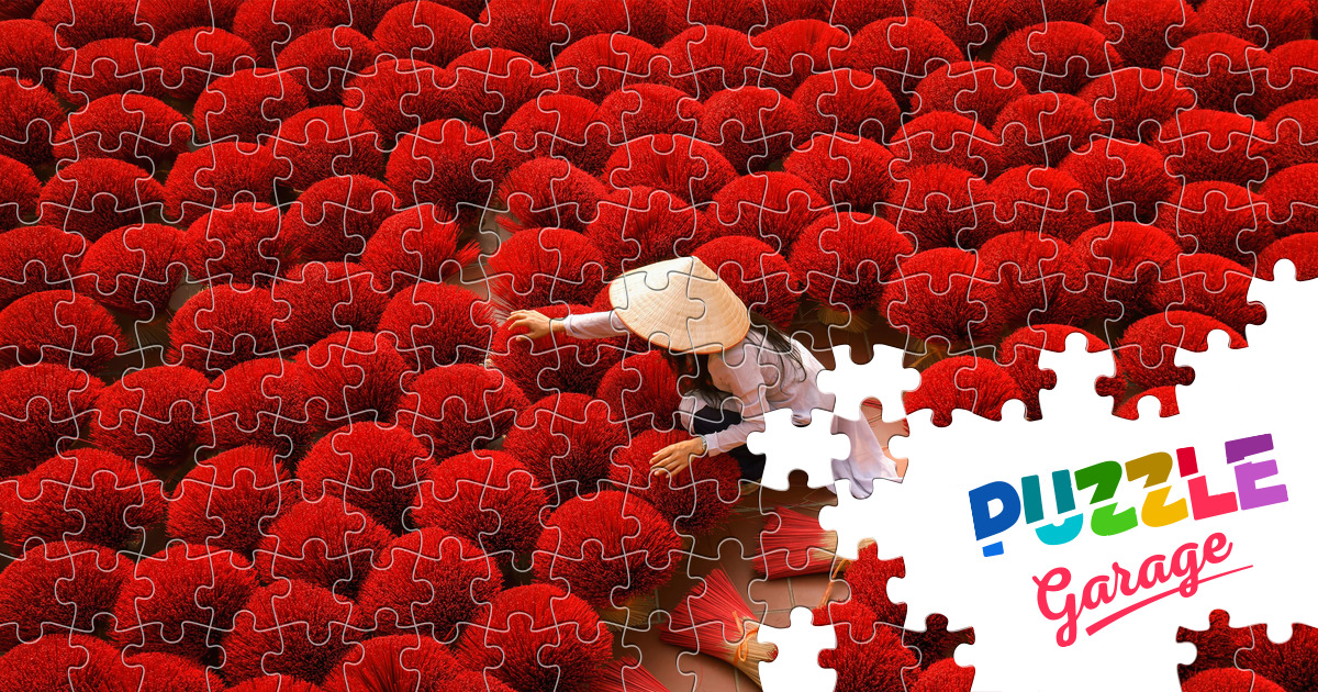 Drying incense sticks Jigsaw Puzzle (Countries, Vietnam) Puzzle Garage