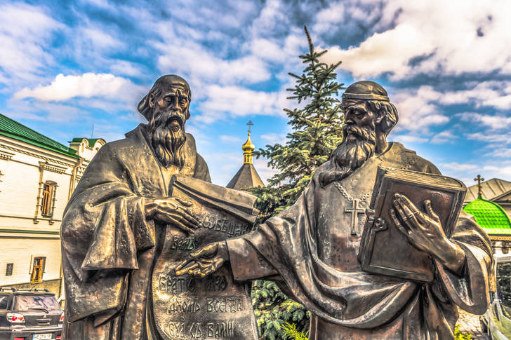 Monument to Cyril and Methodius in the Kiev-Pechersk Lavra